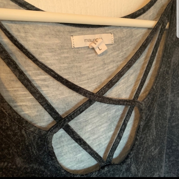 Maurices Paisley Criss Cross Neck Tank with Lace Bottom - Picture 2 of 4